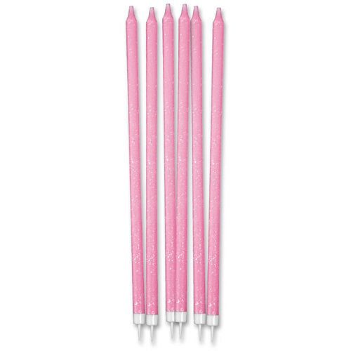 CANDELE GLITTERATE CM.15 ROSA