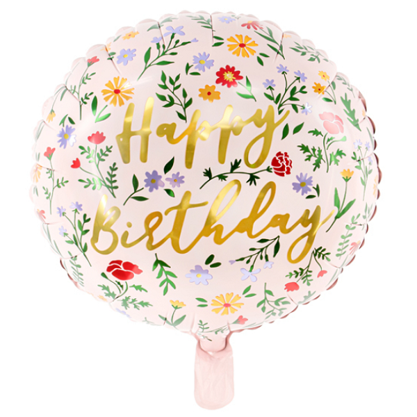 Palloncino foil Happy Birthday, 35 cm, rosa chiaro